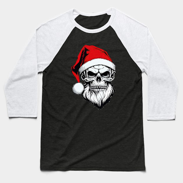 Christmas Skull Baseball T-Shirt by chronicledesignlab